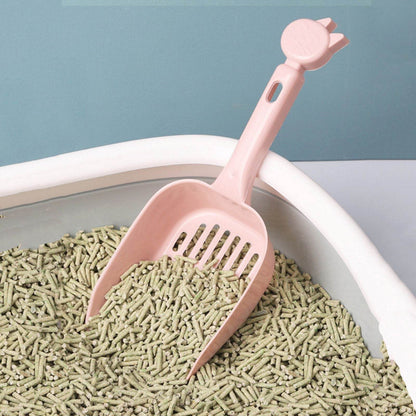 Purrfect Pet Kingdom pink durable cat litter cleaning tool scoop with cat ear handle in litter box