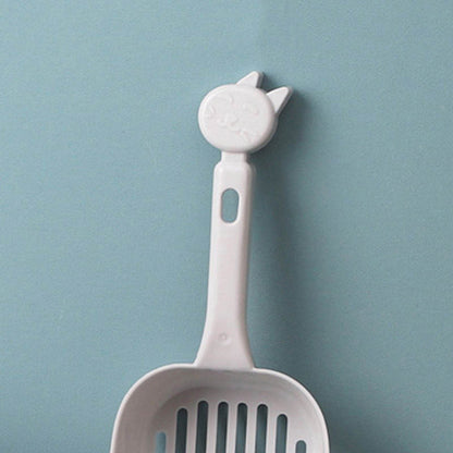 Purrfect Pet Kingdom durable cat litter cleaning tool with cat face handle in white