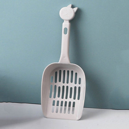 Purrfect Pet Kingdom white durable cat litter cleaning tool with cat-head handle and slotted scoop