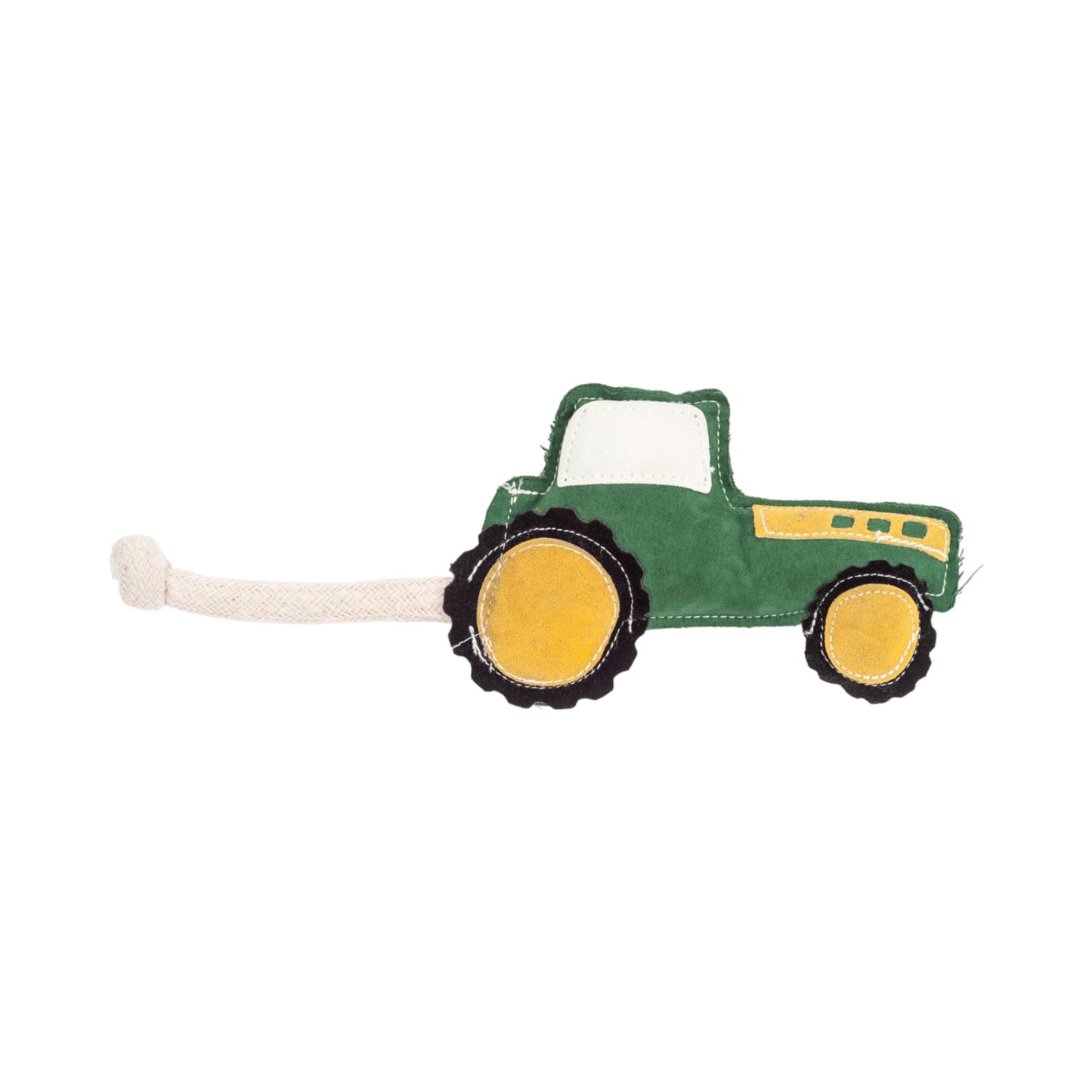 Green Tractor-Shaped Durable Chew Toy for Dogs with Soft Fabric and Squeaker