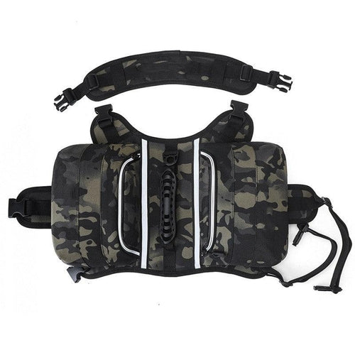 THRIXINE durable dog backpack for outdoors features a camouflage design with adjustable straps