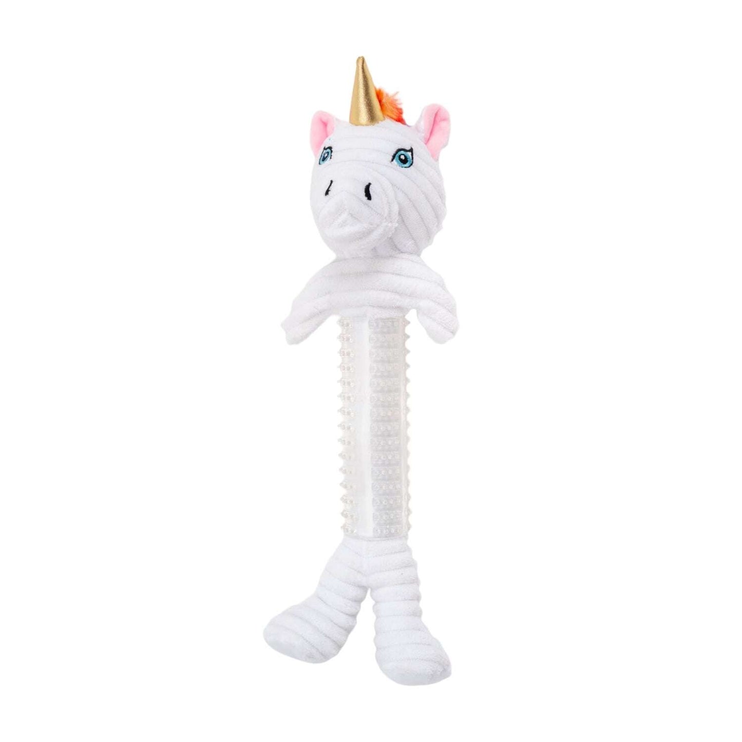 Durable unicorn plush for dogs with squeaker, perfect for interactive playtime