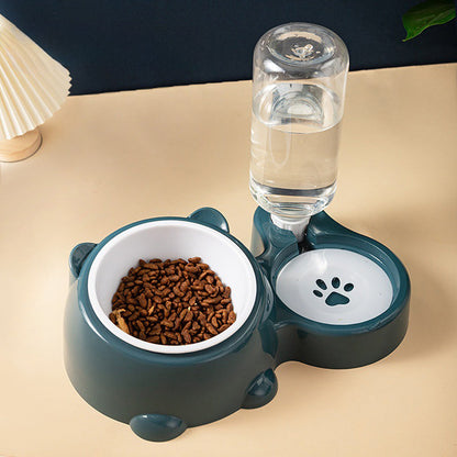 Cat Food And Water Bowl Set - 16 Degree Tilted Dog Dish With