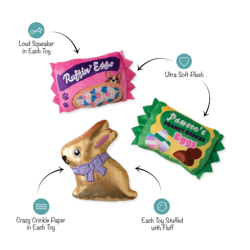 Easter Eggstra Sweets Small Dog Toy Set - 3 Pc