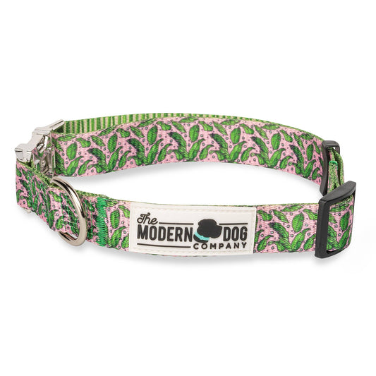 Dog Collar Pink Tropics Tropical Print Adjustable
