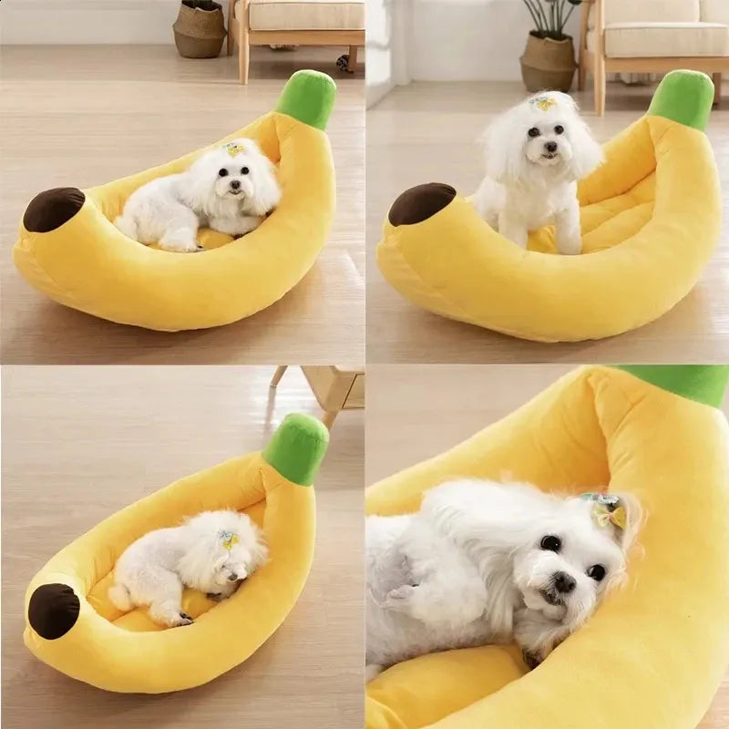 Pet Bed - Washable Banana Shaped Kennel for Small Dogs & Cats
