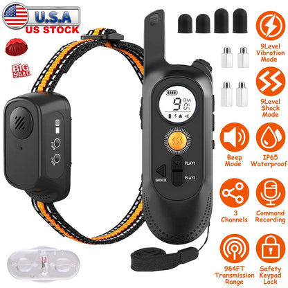 984FT Dog Training Collar IP65 Waterproof Pet Beep Vibration