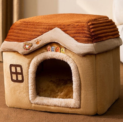 Foldable Dog House Pet Cat Bed Winter Dog Villa Sleep Kennel