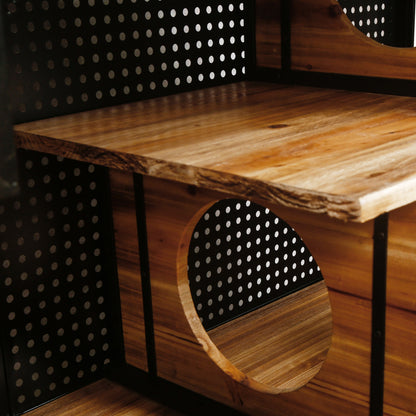 Modern Spacious Cat House with Tempered Glass and Iron Frame