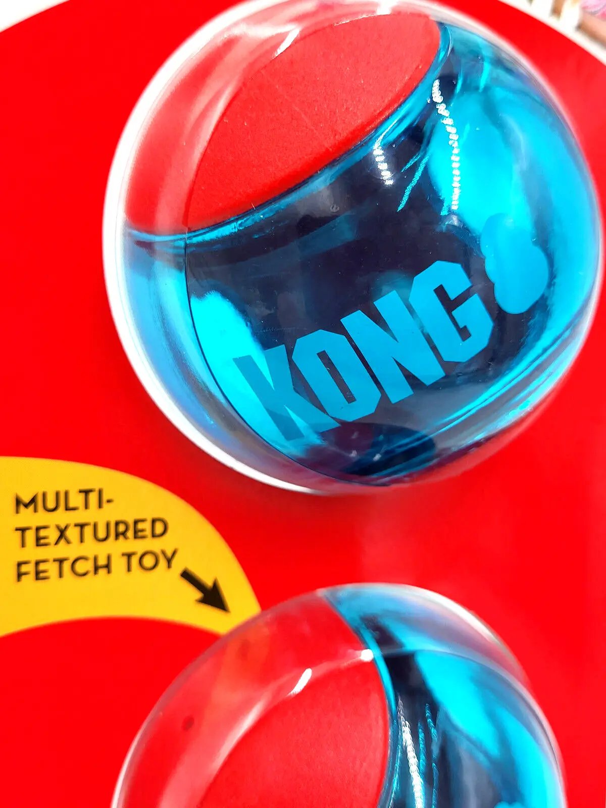 KONG Squeezz Action Ball Medium Red 3 Pack Textured Squeaky Toy