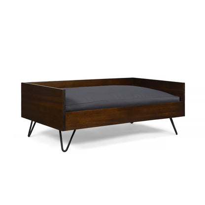 Acacia Wood Dog Bed with Sleek Hairpin Legs
