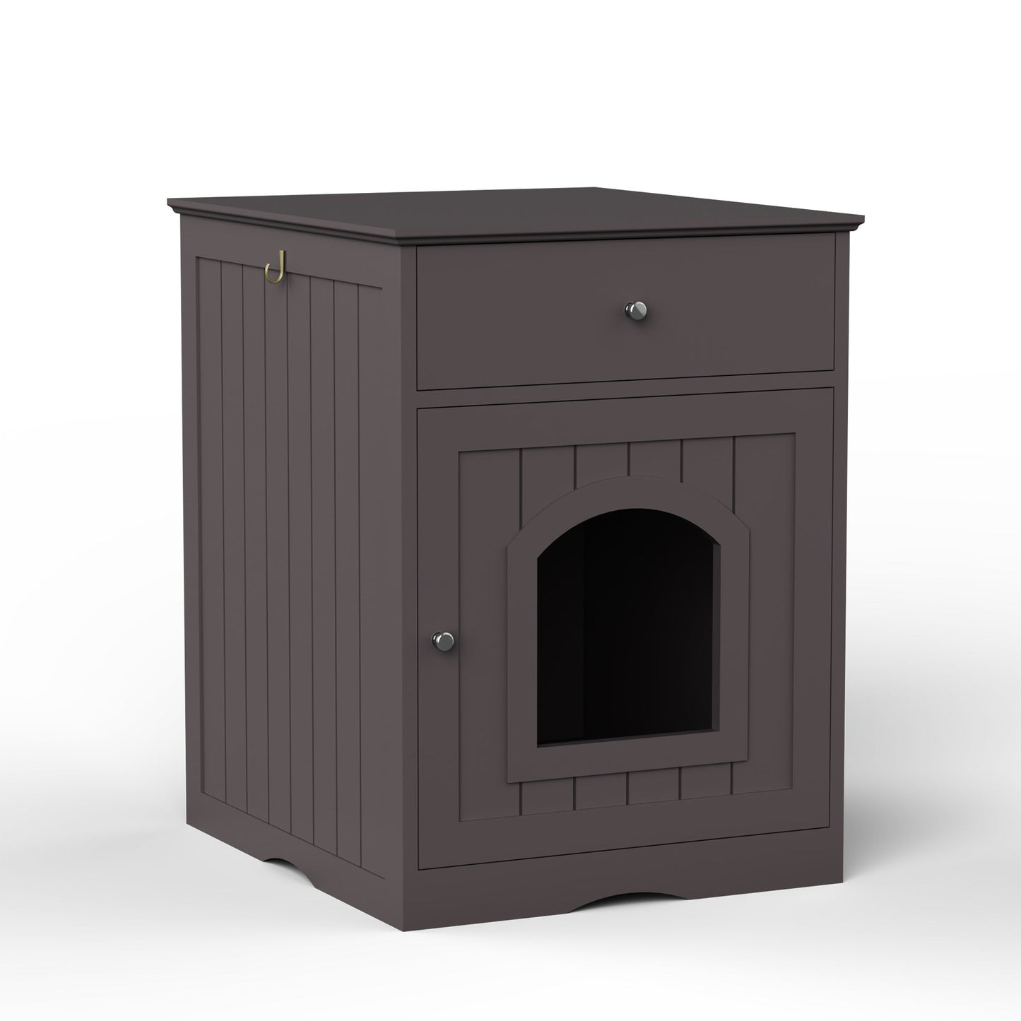 Wooden Pet House Cat Litter Box Enclosure with Drawer, Side