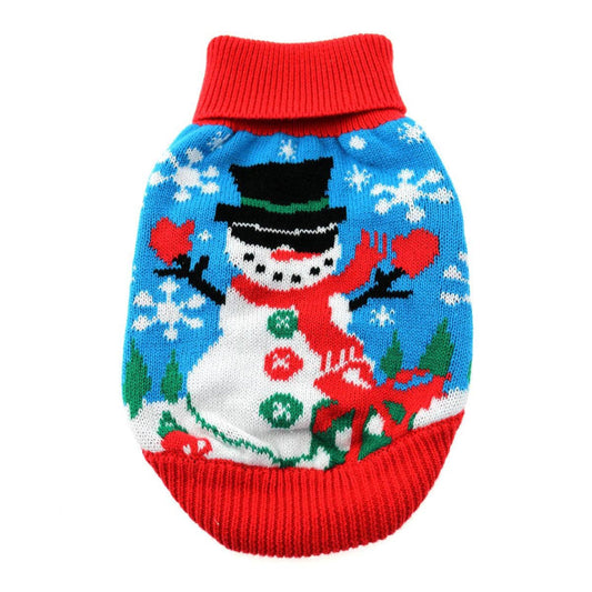 Combed Cotton Snowman Holiday Dog Sweater