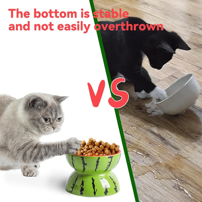 Ceramic Raised Cat Bowl 5In Elevated Wide Cat Bowl For Food