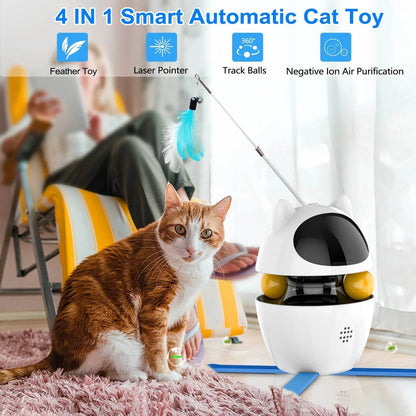 Automatic 3 in 1 Interactive Cat Toy with Laser and Feather