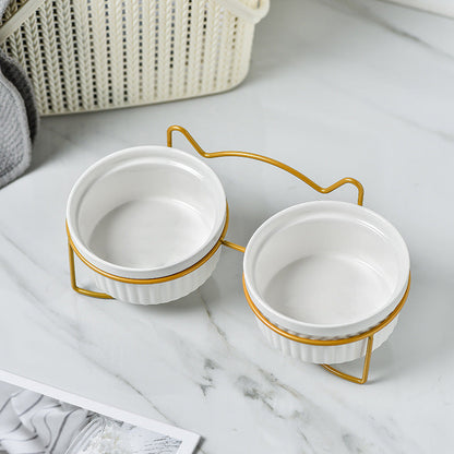 Premium Elevated Ceramic Cat Bowl for Optimal Spinal Health