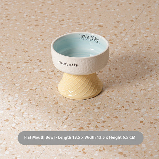 Ceramic High Foot Cat Bowl Neck Protection Not Easy To Knock