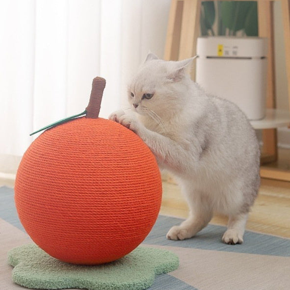 Purrfect Pet Kingdom Cat Scratch Board Hemp Rope Ball Oversized Relief Toy (Orange Cat Grasping Ball, Large Size) - Premium Cat Scratching