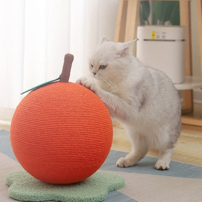 Purrfect Pet Kingdom Cat Scratch Board Hemp Rope Ball Oversized Relief Toy (Orange Cat Grasping Ball, Large Size) - Premium Cat Scratching
