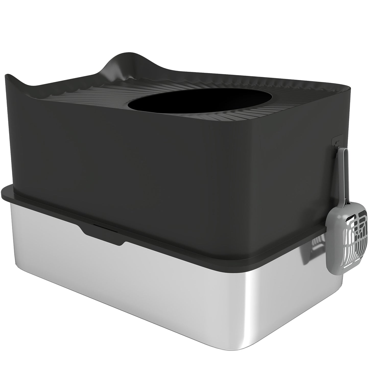 XL Stainless Steel Litter Box - Enclosed Pan & Sifting Pedal