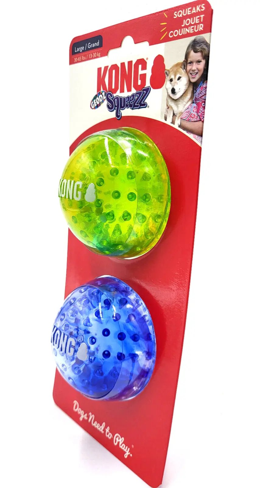 KONG® Squeezz Geodz Ball Large 2Pk Floating Squeaky