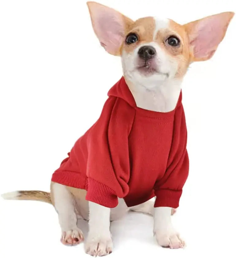 Dog Hoodies for Small Dogs, Spring Autumn Clothes Solid Color Sweatshirts with Pocket Pet Pullover Coat Puppy Cat Sport Costume