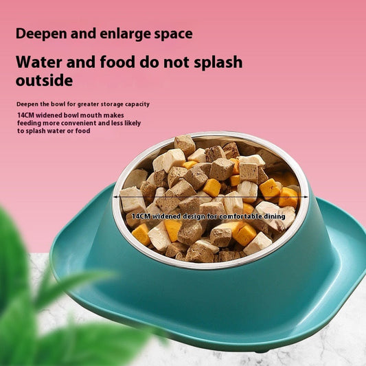 Anti-ant Cat Bowl Stainless Steel Oblique Mouth Anti-leakage