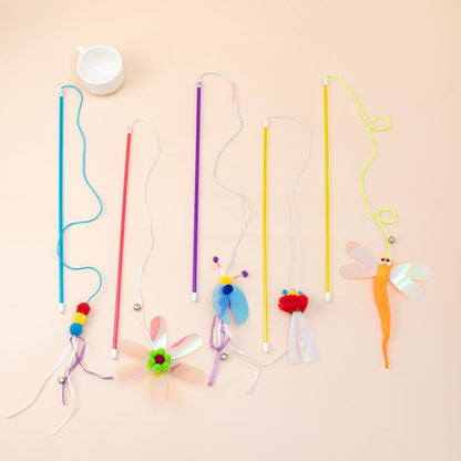 Cat Teaser Wand Toy With Shiny, Reflective Plastic Pieces