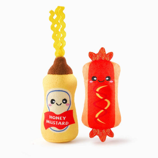 Fdie Feline Hot Dog Mustard Cat Toy Set - 2 Pc