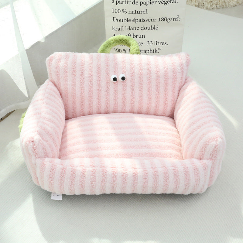 Cozy Big Eyes Sofa Nest Dog Bed for Warmth and Comfort Sleep