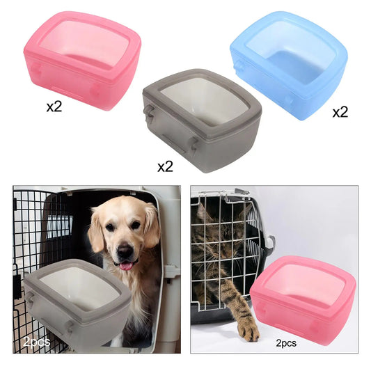 2 Pieces Pet Kennel Cage Bowls for Wire Cages Or Crates, Pet Carrier Bowl, Water