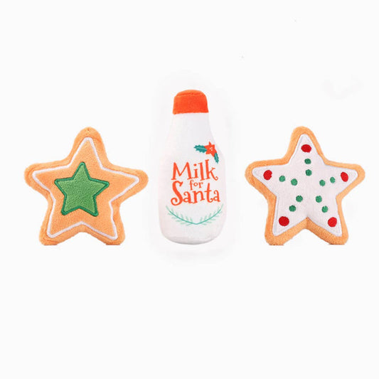 Happy Woofmas Milk & Cookies Plush Dog Toy Set - 3 Pc