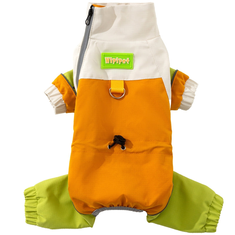 Reflective Color Block Dog Jumpsuit, Waterproof Four-legged