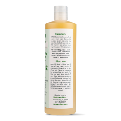Gentle Ear Cleaning Drops for Dogs and Cats - ReNewedPet 4oz