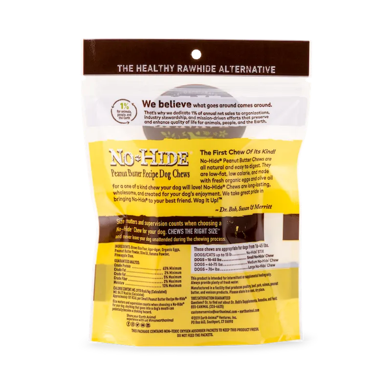 Earth Animal No Hide Peanut Butter Small Dog Treats by Purrfect Pet Kingdom, 2.4oz, in a colorful packaging, perfect for d...