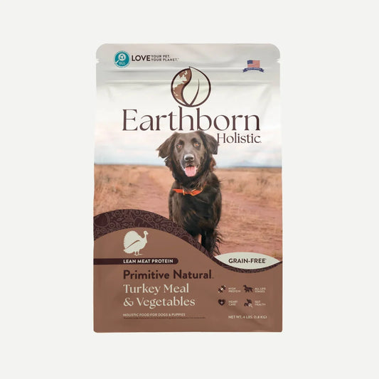 Earthborn Holistic Primitive Natural Turkey Meal grain free dry dog food with lean meat protein for dogs