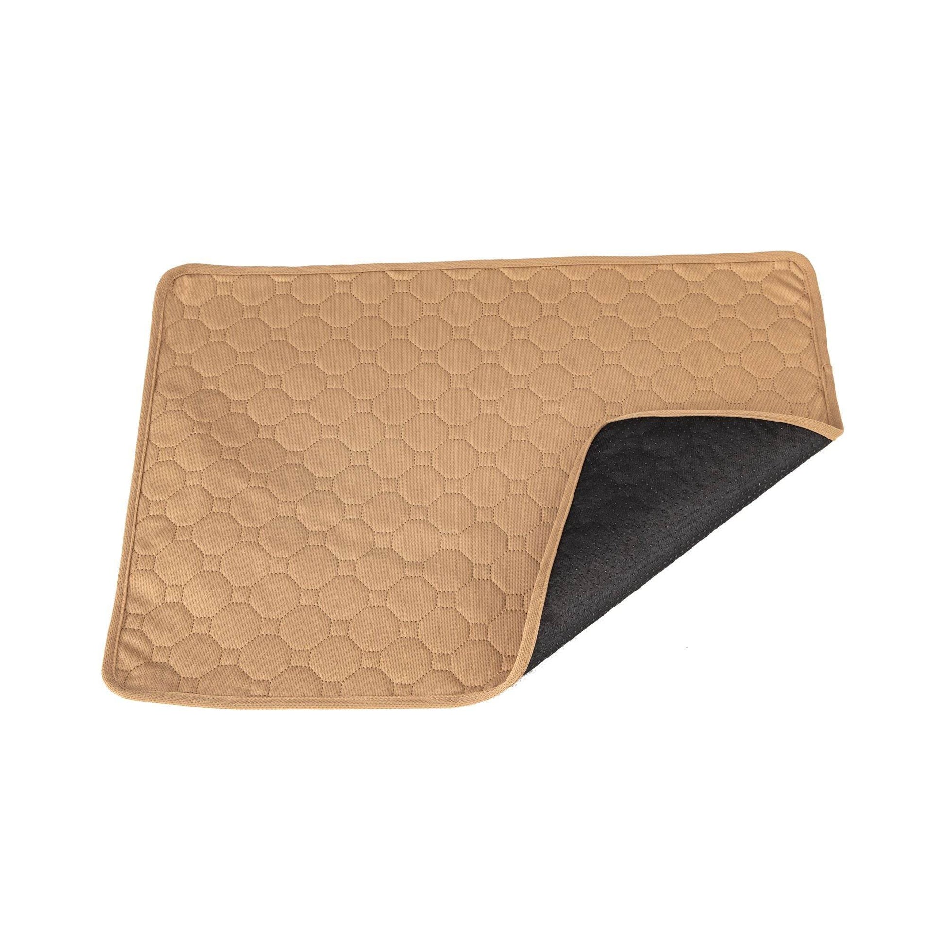 Purrfect Pet Kingdom easy clean dog training mat in beige with quilted pattern and black backing