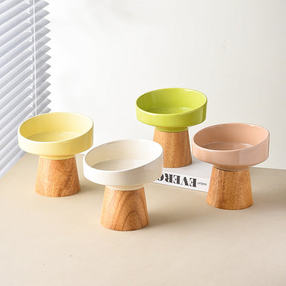 Purrfect Pet Kingdom Cat Ceramic Bowl Puppy Dogs Food Water Dish Bowls Pet Elevat (Khaki) - Premium Pet Bowls & Feeders