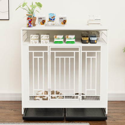 43.3 Inch Wooden Dog Crate Furniture With Divider And