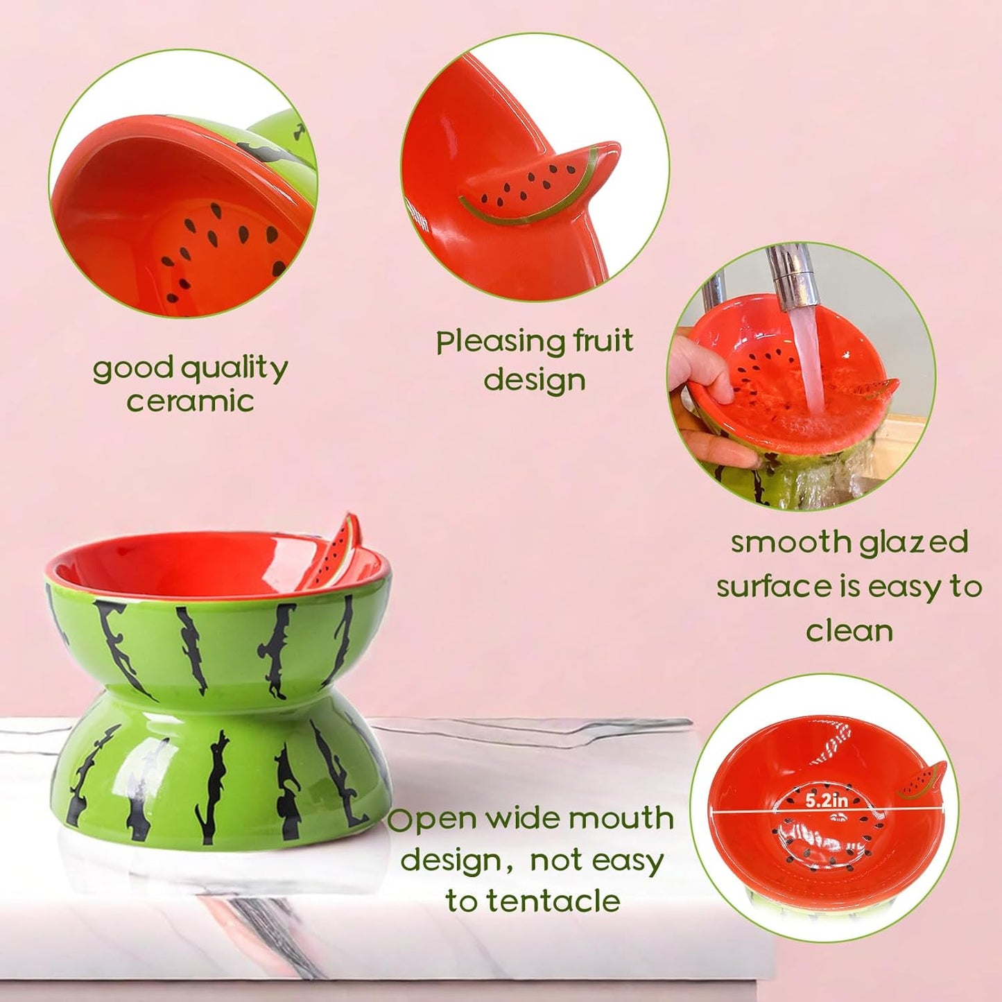 Ceramic Raised Cat Bowl 5In Elevated Wide Cat Bowl For Food