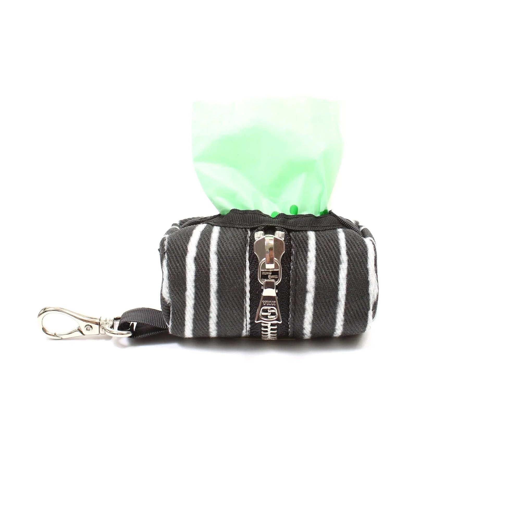 Eco-Denim Dog Dispensers by K9 Outdoors in Chocolate Dot, Snowy Night, and Summer Seeds, perfect for stylish dog walks.