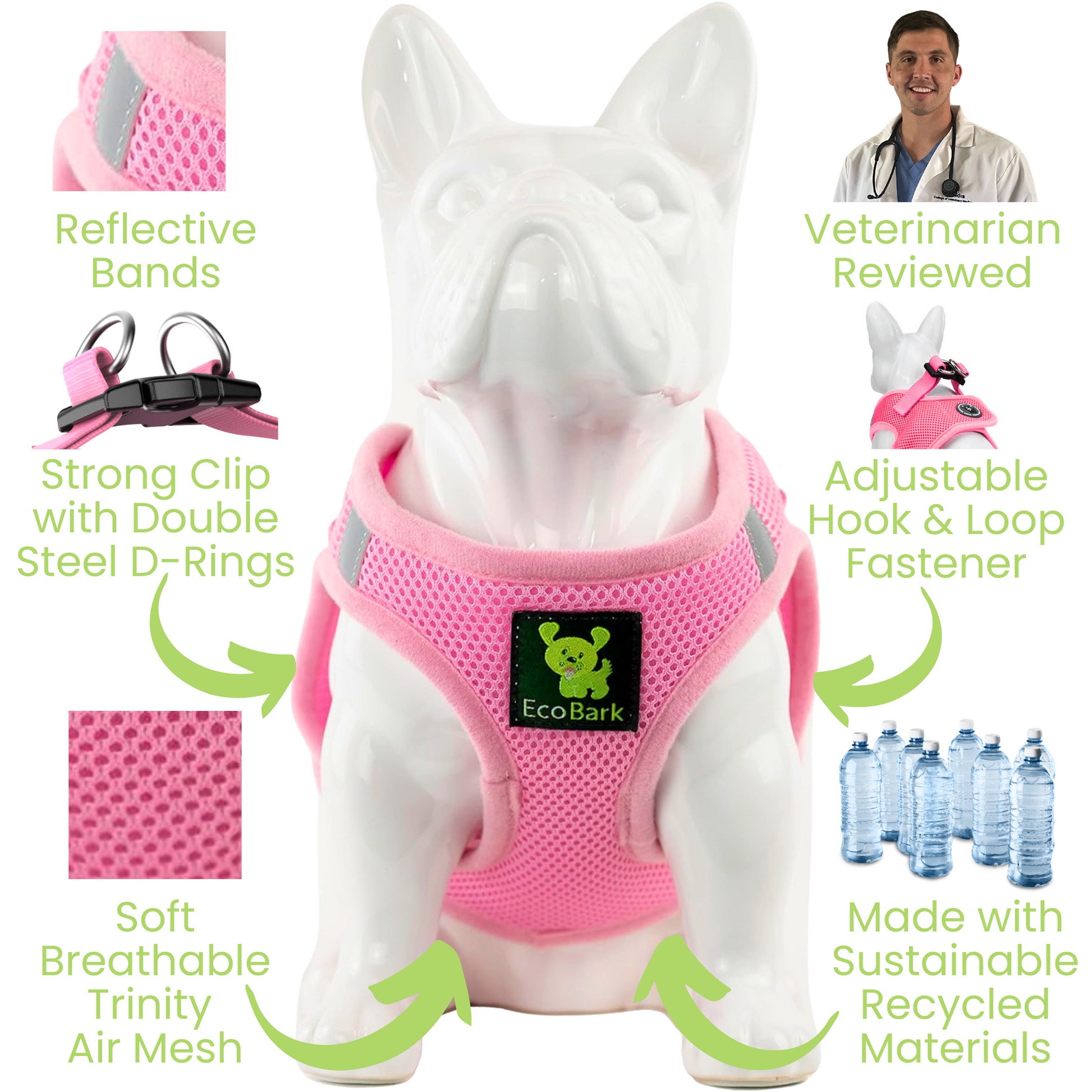 Dog Harness EcoBark Step In Harness XXXS to Small Breeds- - close up product image for dog harness