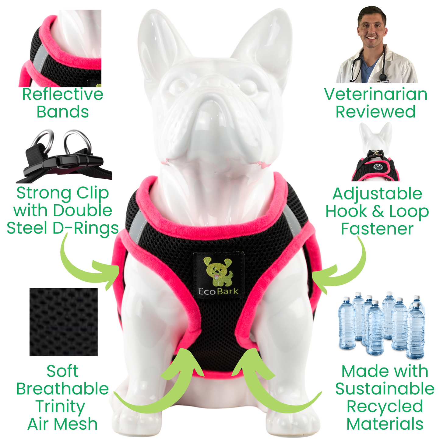 Dog Harness EcoBark Step In Harness XXXS to Small Breeds- - close up product image for dog harness