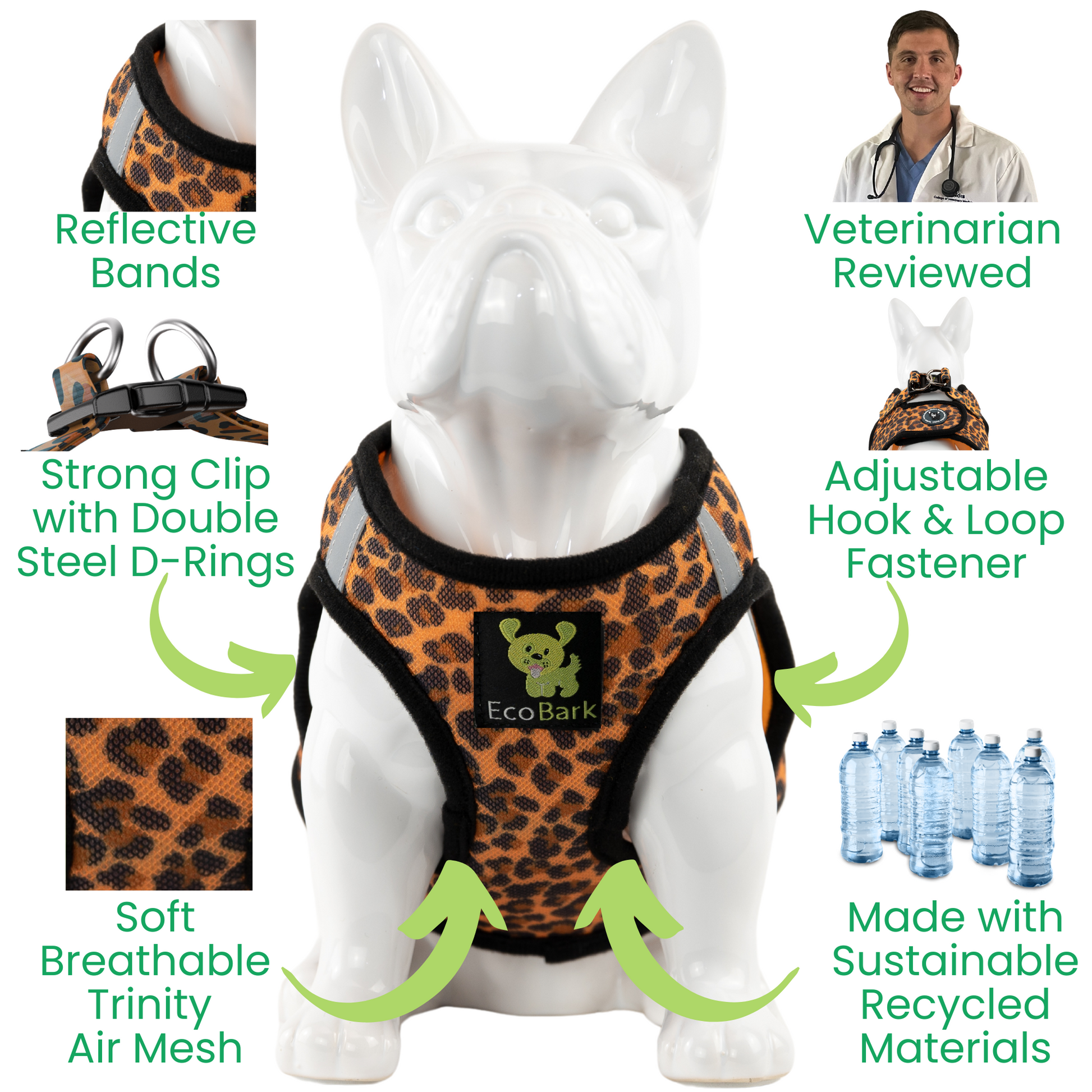 Dog Harness EcoBark Step In Harness XXXS to Small Breeds- - close up product image for dog harness