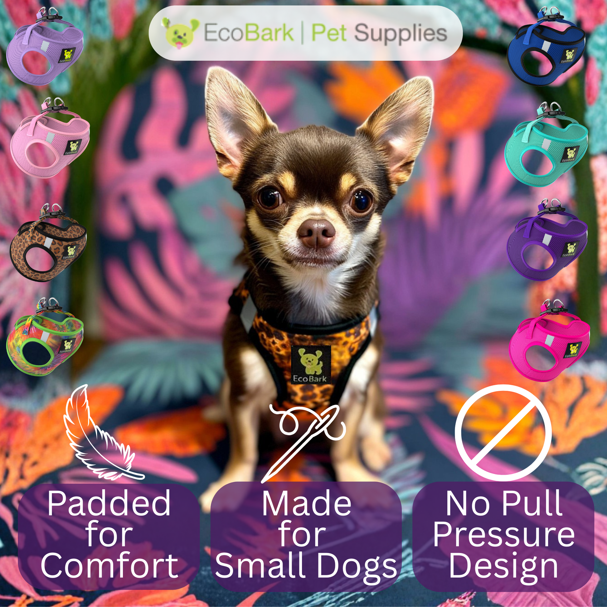 Dog Harness EcoBark Step In Harness XXXS to Small Breeds- - gallery product image for dog harness