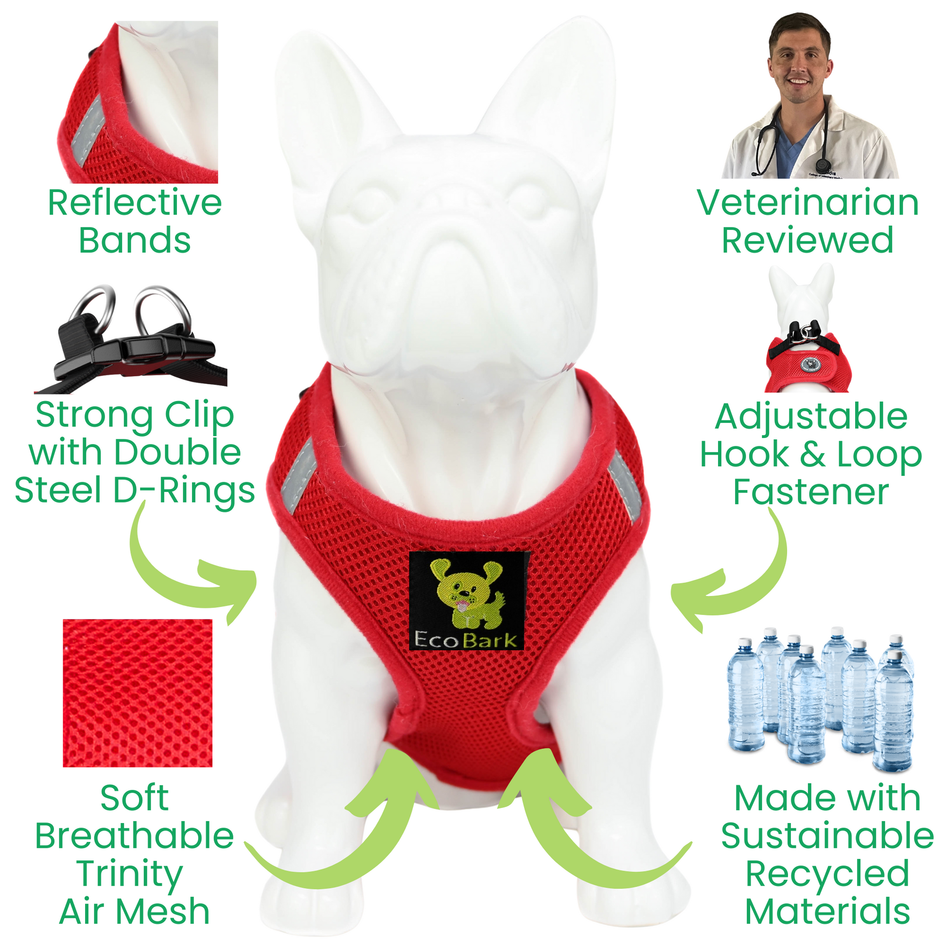 Dog Harness Red Step In Harness for Small Breeds for Essenti - close up product image for dog harness