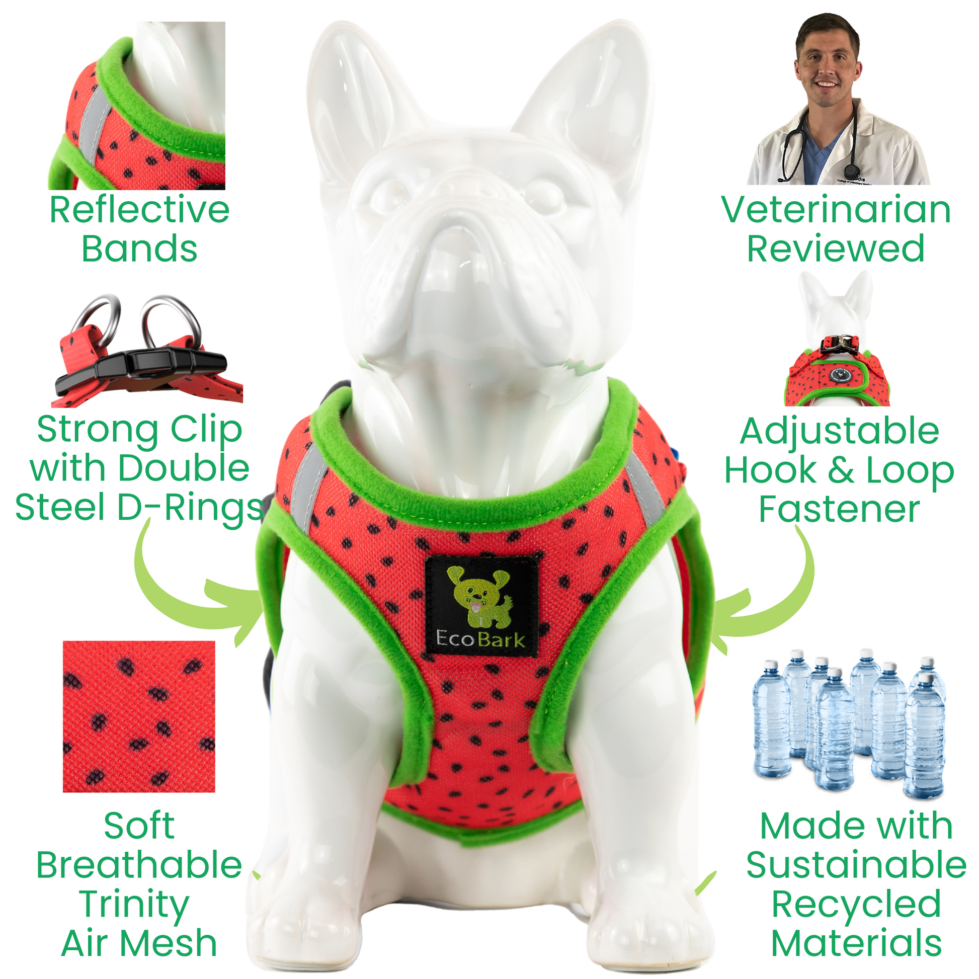 Purrfect Pet Kingdom EcoBark Step In Dog Harness - XXXS to Small Breeds- Reflecti (Small (7 to 10 lbs)) - Premium Dog Harnesses