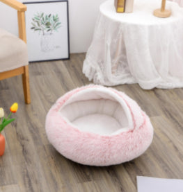 2-in-1 Pet Bed - Round Plush Calming Donut Bed for Dogs & Cats