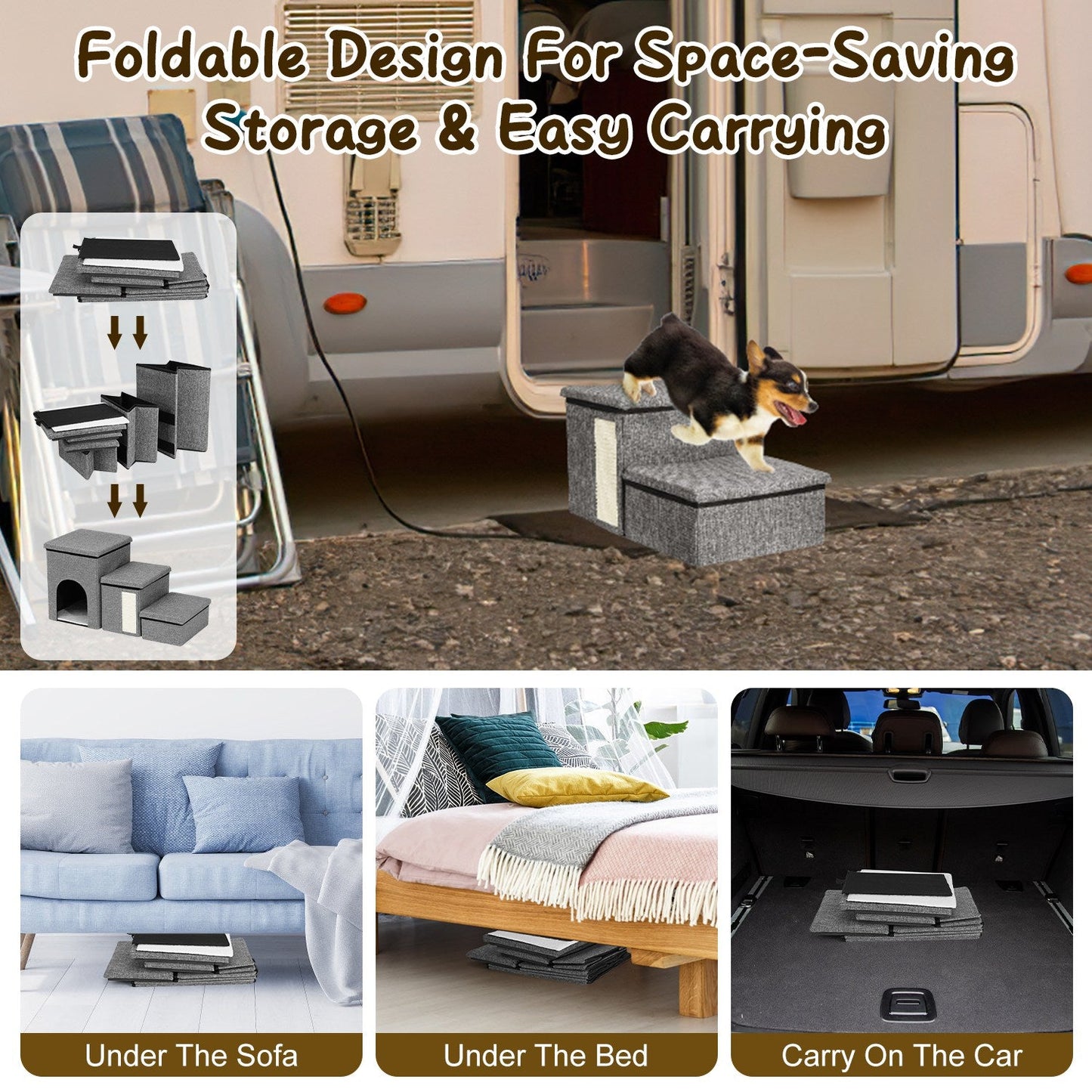 GBruno 4-IN-1 Foldable Dog/Cat Ramp Ladder