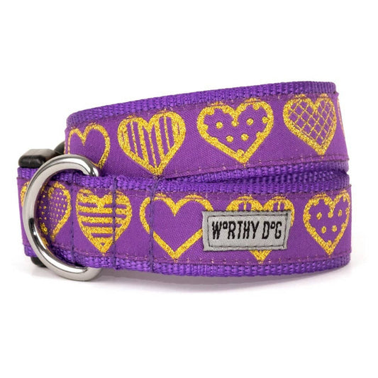 Purple Love Heart Pet Collar